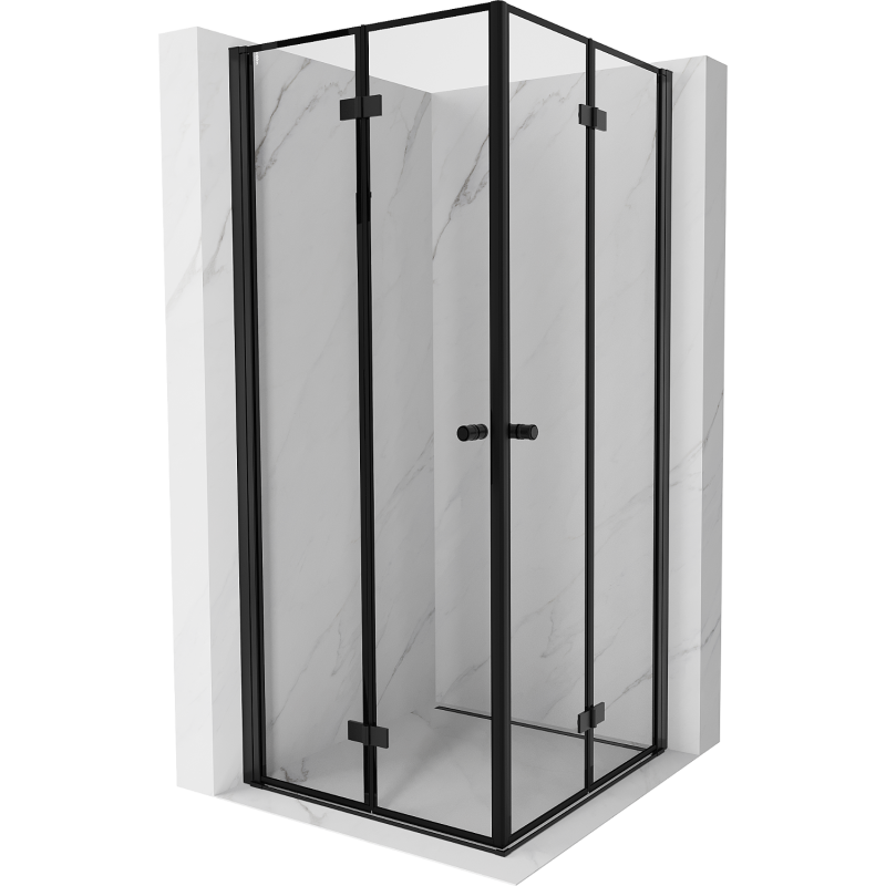 Mexen Mist-F Duo kabina prysznicowa składana 90 x 90 cm, czarna ramka, czarna - 8A6-090L-090P-70-70