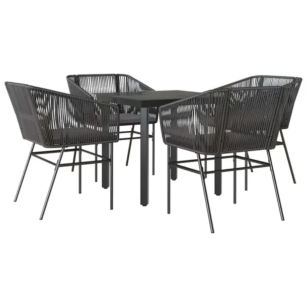 Zestaw mebli ogrodowych czarny z rattanem PE, stół 80x80x74 cm, krzesła