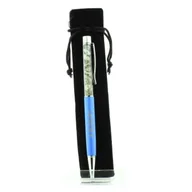 Przybory szkolne - Kamienie i minerały. Długopis mineralny z zielonego rutylu kwarcowego z Brazylii. Kolor Niebieski. - miniaturka - grafika 1