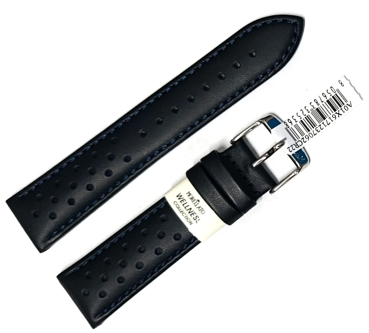 Skórzany pasek do zegarka 22 mm Morellato A01X6171237062CR22 granatowy wodoodporny