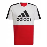 Koszulki męskie - Koszulka męska adidas Essentials Colorblock Single Jersey Tee biało-czerwon - miniaturka - grafika 1