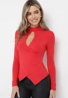 Bluzki damskie - Czerwona Bluzka z Wycięciem Jeshe - miniaturka - grafika 1