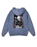 Bluzy męskie - Bluza oversize Grave Proposal Szkielet Róże Gotyk Mroczna Niebieski XL - miniaturka - grafika 1