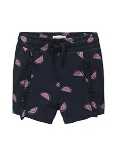 TOM TAILOR Dziewczęce dziecięce szorty dresowe z falbankami, 31701 - Dark Blue Pink Melon Print, 116/122 cm - Spodenki damskie - miniaturka - grafika 1
