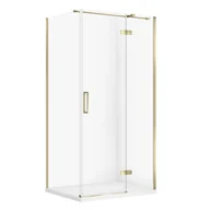 Kabiny prysznicowe - Kabina prysznicowa Cersanit Jota 100x80x195 prostokątna złoty transparentne z brodzikiem tako slim biały mat S601-384 - miniaturka - grafika 1