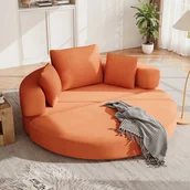Sofy i kanapy - Sofabett, modular, klappbar, Cord, oval, 173x176cm, mit Kissen - miniaturka - grafika 1