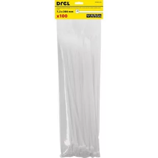 Opaska zaciskowa 7.2 x 380 mm biała nylon 100 szt. Drel - Inne mocowania - miniaturka - grafika 1