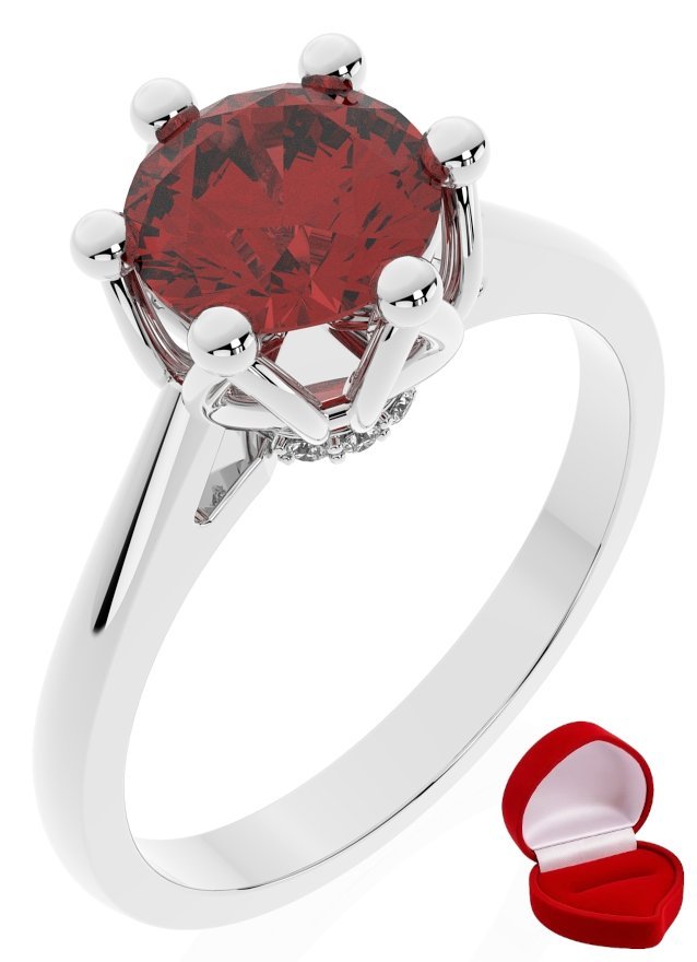 ZŁOTY PIERŚCIONEK ZARĘCZYNOWY 585 14k RUBIN 1 ct BIAŁE ZŁOTO R8