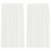 Zasłony - vidaXL Zasłony woalowe z kieszeniami na drążek 2 szt. białe - miniaturka - grafika 1