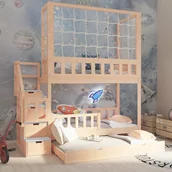 Łóżka dla dzieci i młodzieży - Łóżko piętrowe ze schodkami i linami Jungle Park - miniaturka - grafika 1