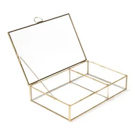 Pudełka i szkatułki - Szkatułka złota OZDOBNA GRAZIA 23x15x5 cm HOMLA - miniaturka - grafika 1
