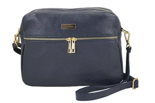 Pojemna torebka skórzana dwukomorowa - Granatowa - Torebki damskie Pojemna torebka skórzana dwukomorowa - Granatowa - Torebki damskie - miniaturka - grafika 1