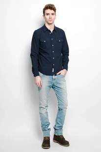 Lee Worker Shirt Męska Koszula Długi Rękaw Bright Navy L866Zicf-S - Koszule męskie - miniaturka - grafika 1