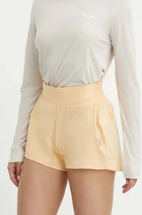 Helly Hansen szorty outdoorowe Tech kolor żółty gładkie high waist 48551 - Spodnie sportowe damskie - miniaturka - grafika 1