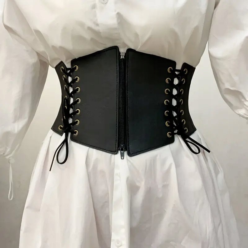 Pas gorsetowy szeroki skórzany gotycki lolita gorset wyszczuplający 70-90cm
