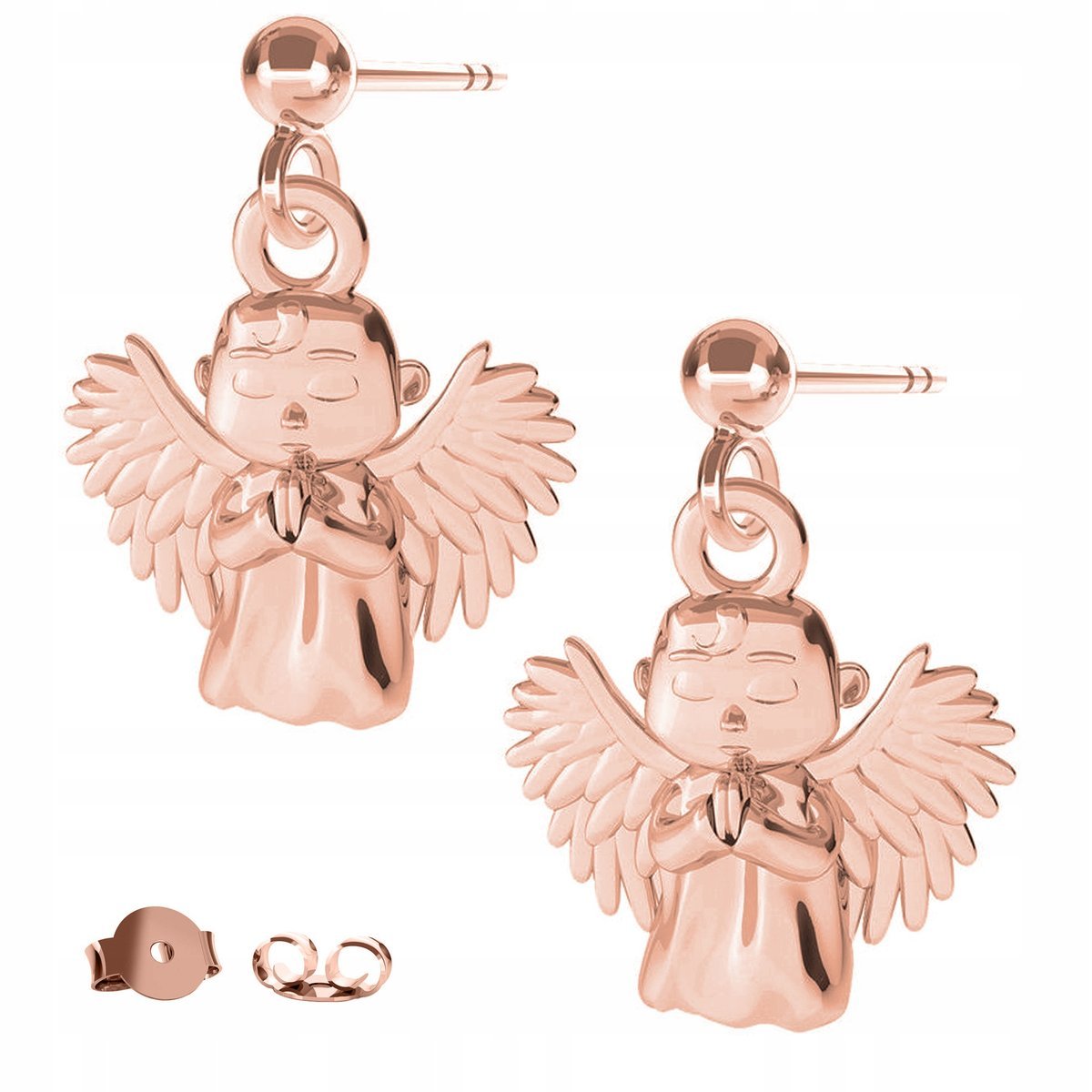Kolczyki Anioł Aniołek różowe złoto 925