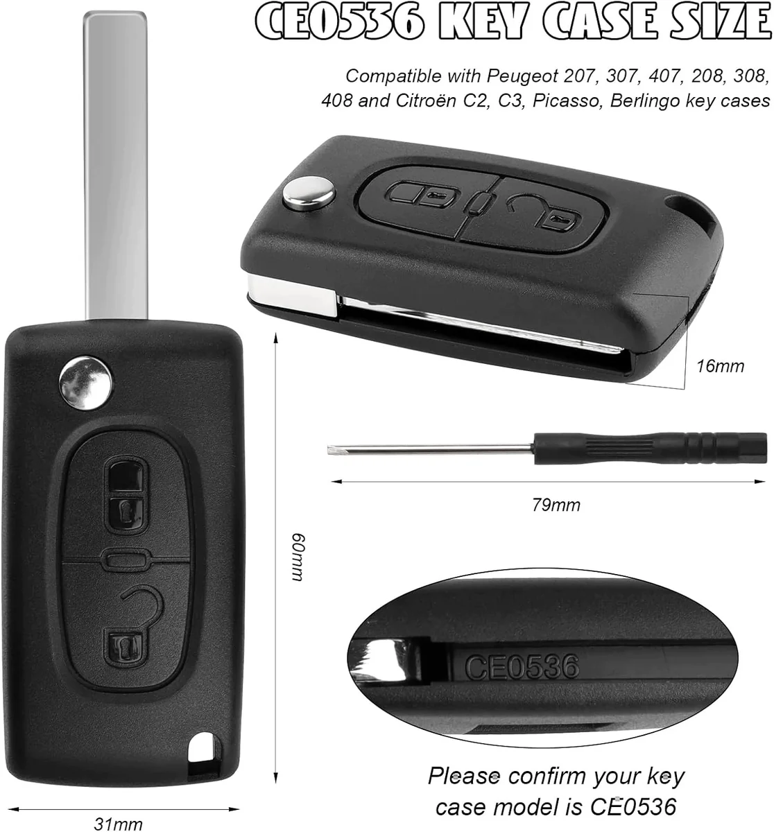 OBUDOWA KLUCZYKA 2 PRZYCISKI ETUI PILOT ZAMIENNIK DO PEUGEOT 207 307 308