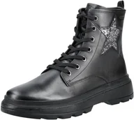 Botki damskie - Geox J KIDDARTAH Girl A Botki, czarny/DK Silver, 37 EU, Czarny Dk Srebrny, 4.5 UK - miniaturka - grafika 1