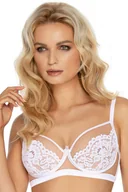 Biustonosze - Miękki Biustonosz z Fiszbinami Stanik SOFT Koronkowy Komfortowy Biały 85B - miniaturka - grafika 1