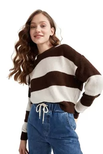 DeFacto Sweter normalny krój dla kobiet - sweter z golfem dla topów damski (brązowy, XL -XXL), brązowy, XL-XXL - Swetry damskie - miniaturka - grafika 1