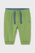 Spodnie i spodenki dla chłopców - Mayoral Newborn spodnie dresowe niemowlęce kolor zielony gładkie - miniaturka - grafika 1