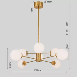 Żyrandol Heavenly, mosiądz Ø 98 cm, 8-punktowy - Lampy sufitowe - miniaturka - grafika 3