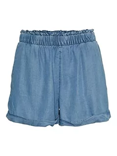 Spodenki damskie - VERO MODA Vmharper Hr Pull On Frill Shots szorty damskie, niebieski (medium blue denim), S - grafika 1