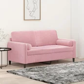 Sofy i kanapy - vidaXL 2-osobowa sofa z poduszkami, różowa, 140 cm, aksamit - miniaturka - grafika 1