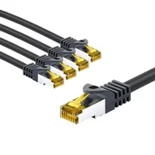 Kable miedziane - goobay 66075 CAT7 kabel sieciowy w zestawie 5 szt. / kabel krosowy ekranowany S/FTP/CU Ethernet kabel, PiMF, LSZH/Cat 7 kabel z 10 Gbits/czarny / 5 x 5 m - miniaturka - grafika 1