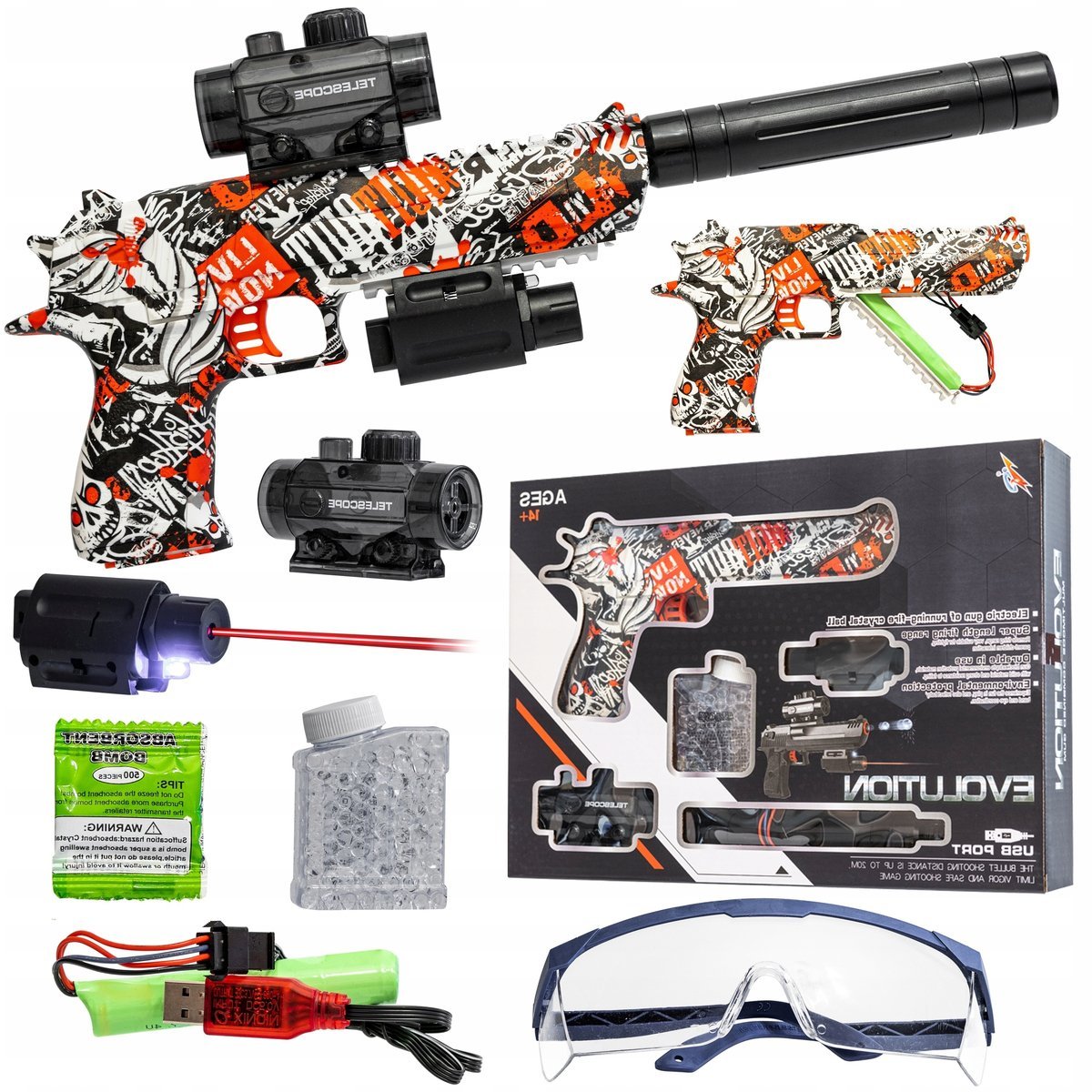 Pistolet Automatyczny Na Kulki Żelowe Wodne Automat Bezpieczny