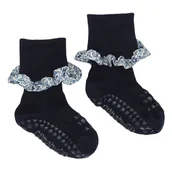 Skarpetki dla dzieci - GoBabyGo antypoślizgowe skarpetki do nauki chodzenia LIBERTY BAMBOO Dark Blue Katie and Millie Blue 12 m+ - miniaturka - grafika 1