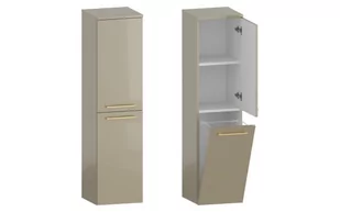 Słupek Łazienkowy RON 35 cm DK Prawy - Cappuccino Wysoki Połysk - Uchwyty Złote Szczotkowane - Szafki łazienkowe - miniaturka - grafika 1