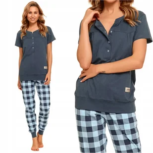 Piżama damska rozpinana DOCTOR NAP 4430 deep blue XXL - Piżamy damskie - miniaturka - grafika 1