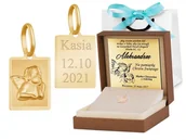 Zawieszki - Murrano Złota Zawieszka 333 Aniołek Grawer ZZ-178 - miniaturka - grafika 1