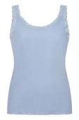 Koszulki i topy damskie - Hunkemöller Top z Prążkowanej Dzianiny z Koronką Niebieski - miniaturka - grafika 1
