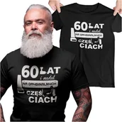 Gadżety dla niej i dla niego - Koszulka na urodziny na 60 sześćdziesiątkę z nadrukiem 60 lat i nadal na oryginalnych częściach - miniaturka - grafika 1