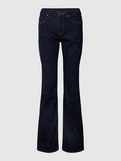 Spodnie damskie - Jeansy z poszerzaną nogawką i 5 kieszeniami - grafika 1