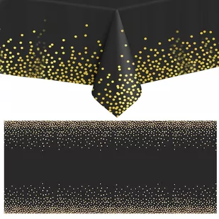 Cerata na stół wodoodporna obrus foliowy urodzinowy czarny w złote groszki - Obrusy i serwetki Cerata na stół wodoodporna obrus foliowy urodzinowy czarny w złote groszki - Obrusy i serwetki - miniaturka - grafika 1