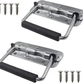 Zawiasy, okucia i inne akcesoria - Uchwyty sprężynowe – idealne do skrzynek i obudów wykonywanych na zamówienie, np. do kolumn głośnikowych – zestaw 2 szt., srebrne, 140 mm - miniaturka - grafika 1