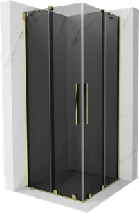 Mexen Velar Duo kabina prysznicowa rozsuwana 80x80 cm, grafit, złota - 871-080-080-42-50 - Kabiny prysznicowe - miniaturka - grafika 1
