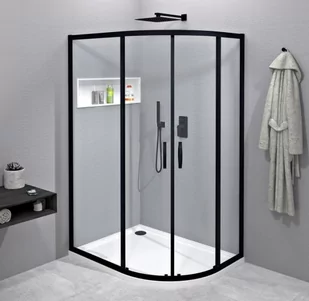 GELCO Kabina prysznicowa asymetryczna narożna SIGMA SIMPLY BLACK drzwi przesuwne 80x100x190 czarny mat szkło transparentne z powłoką Coated Glass GS1080B - Kabiny prysznicowe - miniaturka - grafika 1