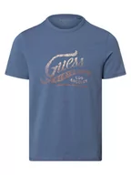 Koszulki męskie - GUESS - T-shirt męski, niebieski - miniaturka - grafika 1