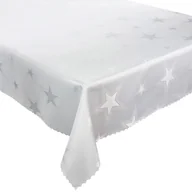 Obrusy i serwetki - Dwustronny Obrus Plamoodporny Świąteczny Boże Narodzenie Gwiazdy 621 Biały-140x200 cm - miniaturka - grafika 1
