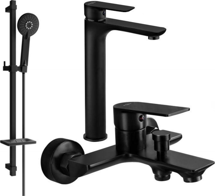 Mexen Alfa DQ40 zestaw wannowy, czarny - 745713DQ40-70