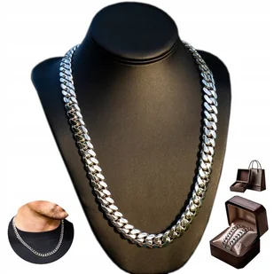 Łańcuszek Naszyjnik Męski Srebrny Gruby 9mm Łańcuch Na Prezent Kubański - Naszyjniki męskie - miniaturka - grafika 1