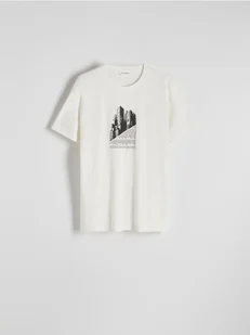 Reserved - T-shirt regular z nadrukiem - złamana biel - Koszulki męskie - miniaturka - grafika 1