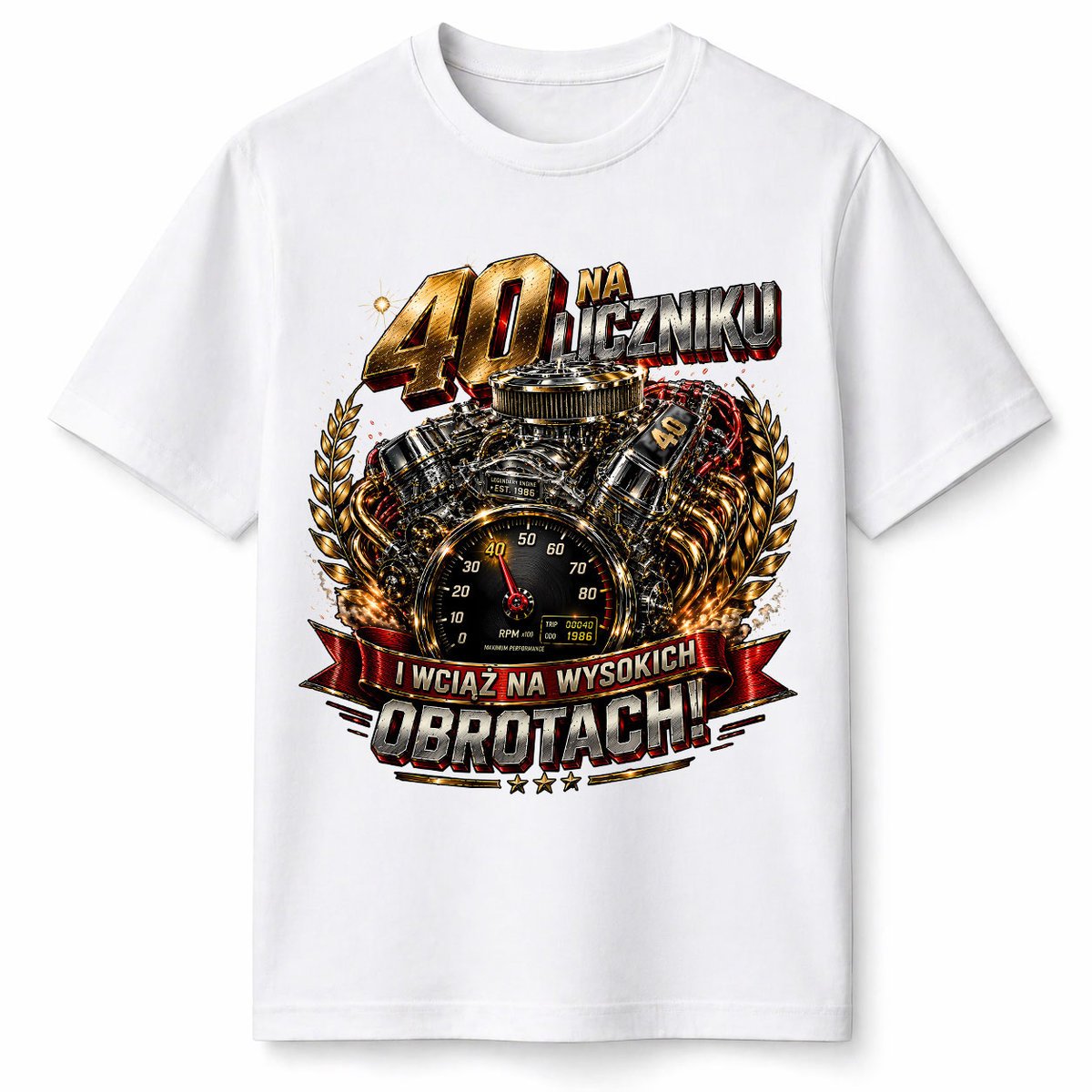 T-SHIRT KOSZULKA MĘSKA NA 40 URODZINY ŚMIESZNA LICZNIKU SILNIK PREZENT M