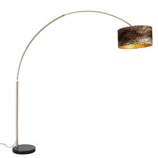 QAZQA Nowoczesna lampa podłogowa łuk złota klosz welurowy panterka 50cm - XXL - Lampy stojące - miniaturka - grafika 1