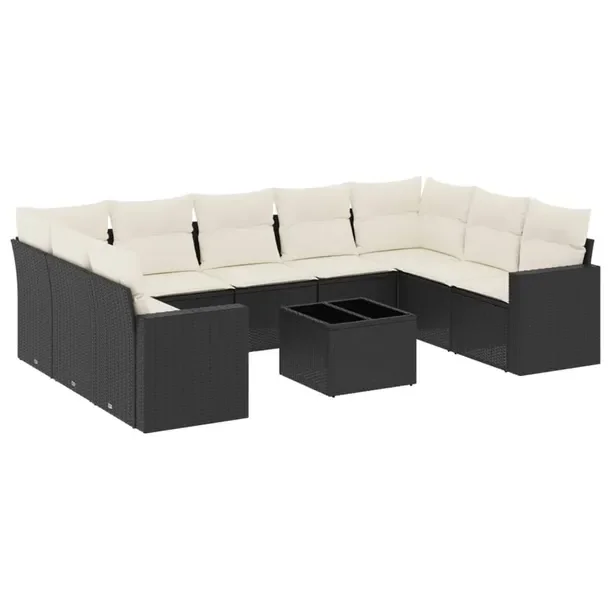 Zestaw Wypoczynkowy Rattan PE Czarny, Stół 55x55x37cm, Siedziska 62x62x69