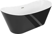 Wanny - Mexen Montana wanna wolnostojąca 180 x 80 cm, biała/czarna, przelew nikiel szczotkowany - 52011808075-97 - miniaturka - grafika 1